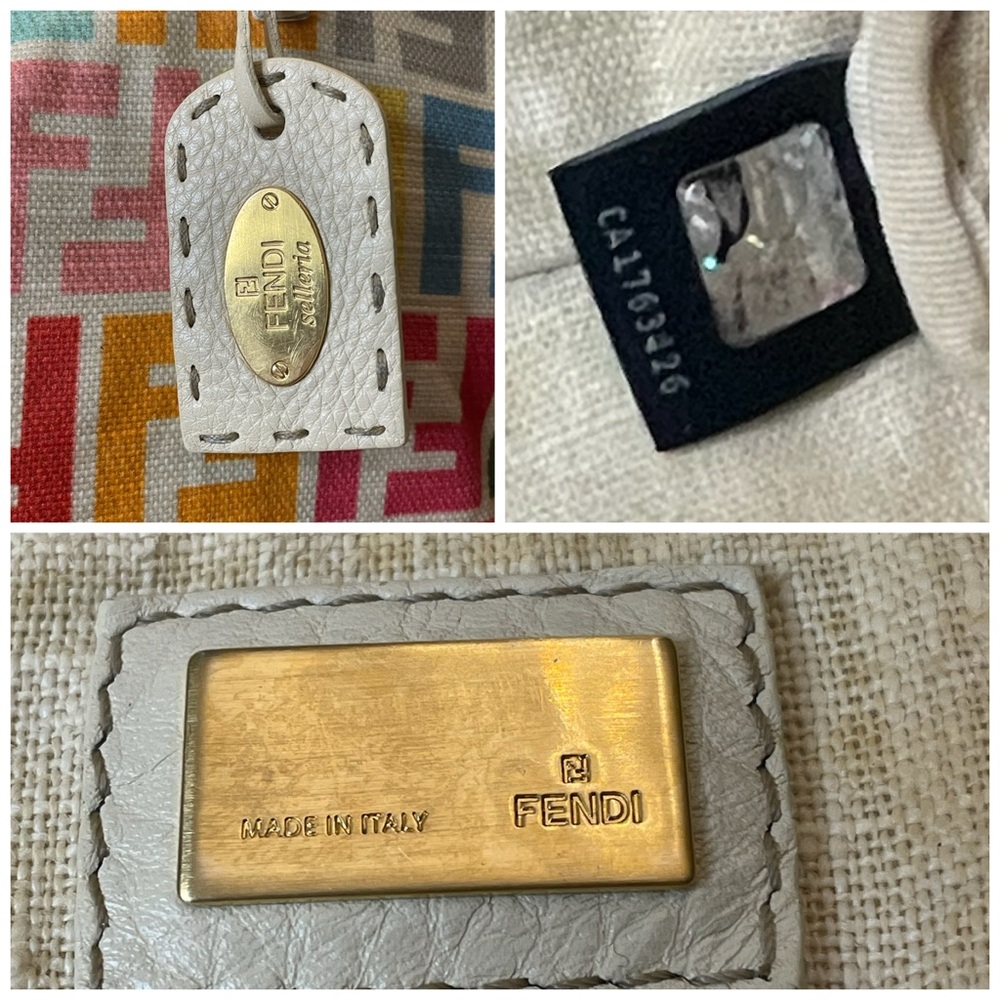 *WITH COA* Multicolor Fendi Spalmati Roll Tote Bag On Ivory Canvas And Leather - Picture 10 of 16